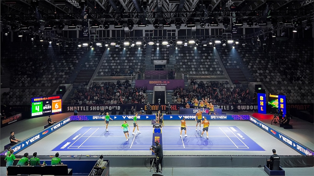 3x3 badminton players at BXL 2025 competition